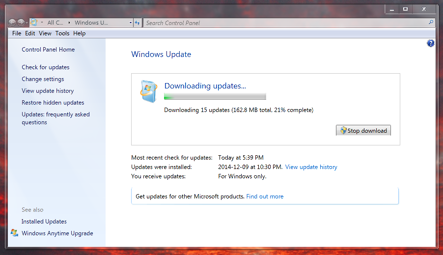 Windows downloading updates